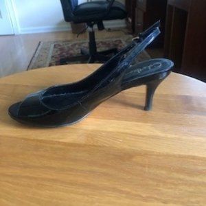 Open toe patent leather Cole Haan shoe